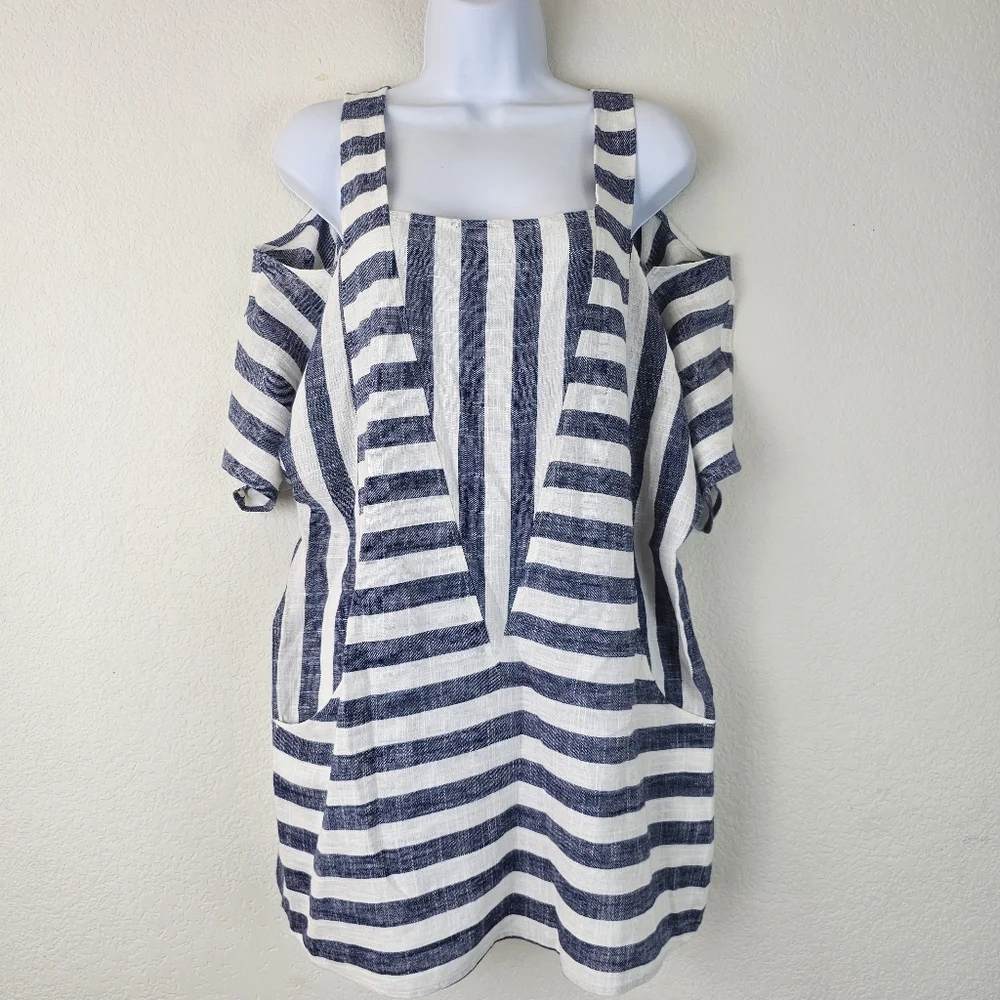 Soft Surroundings Sunset Park Linen Blend Cold Shoulder Tunic M